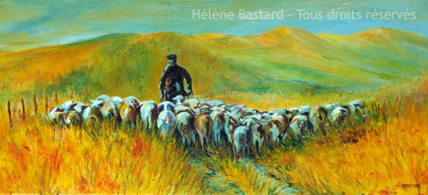 tableau huile la transhumance