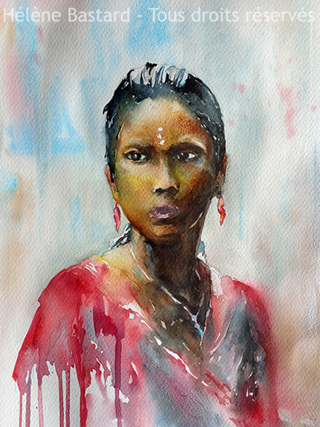tableau aquarelle l'indienne