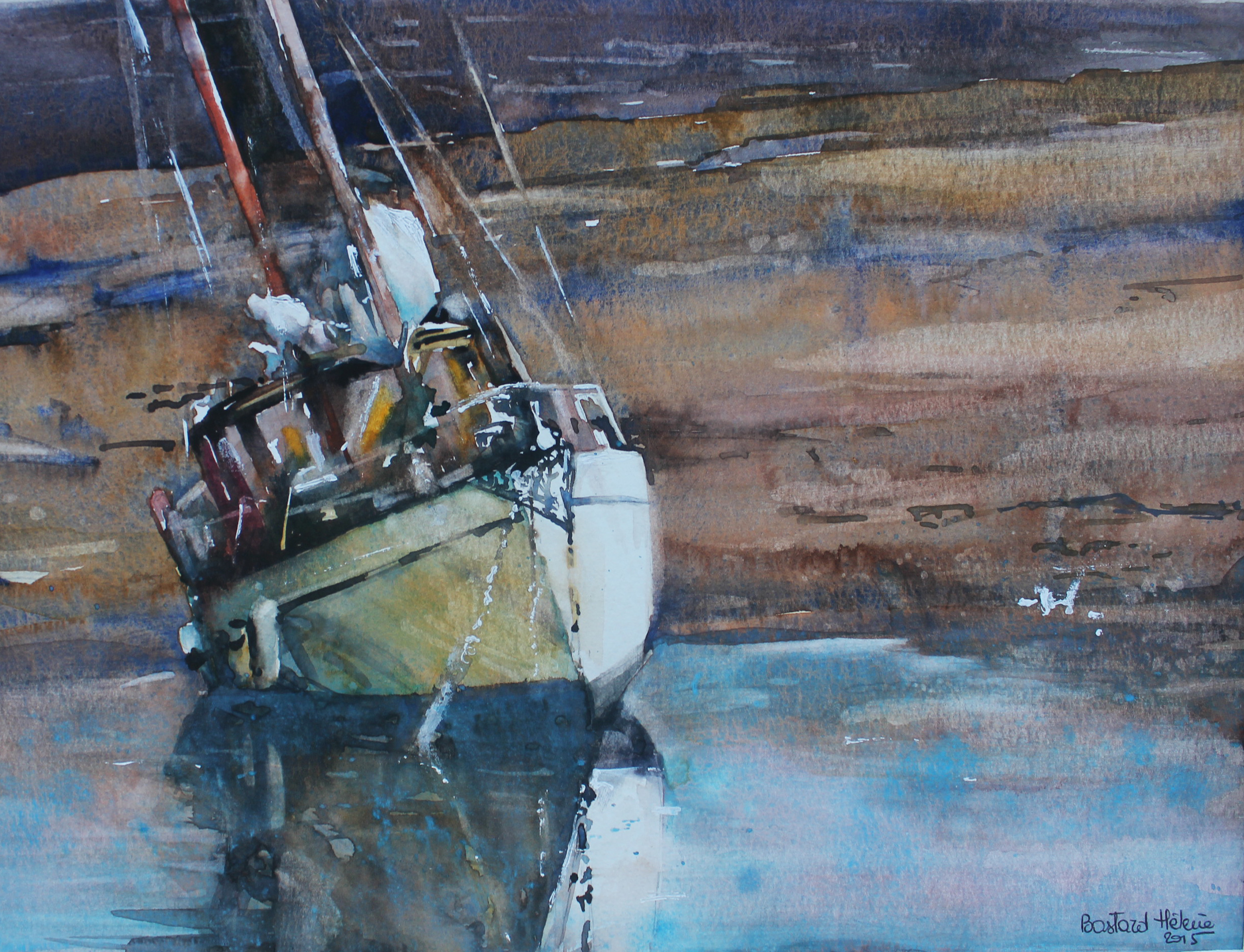 tableau aquarelle marée basse